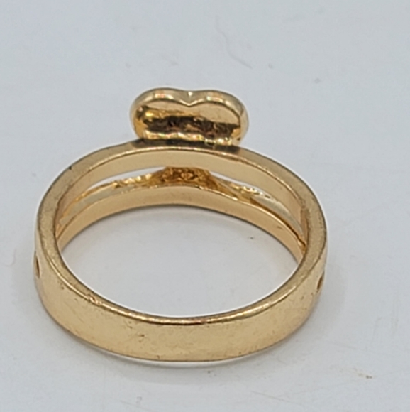 Gold tone Heart and faux Amber Rings Set of 2 Size 9 - Picture 4 of 8